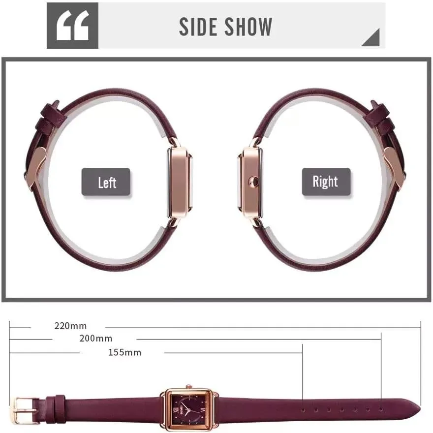 Analog Waterproof Dress unfertilized communication concurrent eligible Watches MASTOPWomen Quartz Watches Leather Strap Rectangle Business 