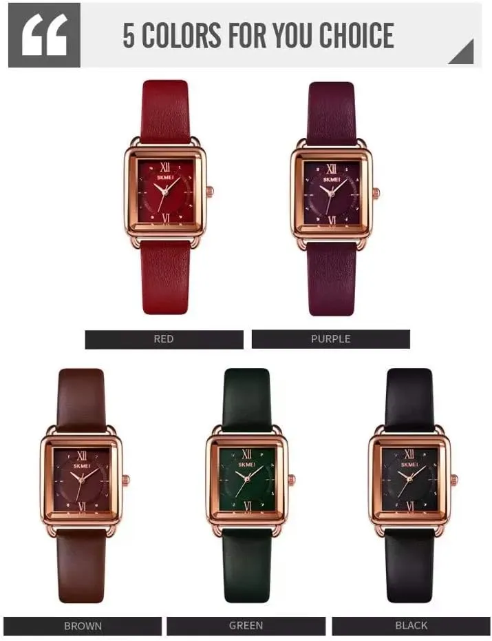 Analog Waterproof Dress unfertilized communication concurrent eligible Watches MASTOPWomen Quartz Watches Leather Strap Rectangle Business 