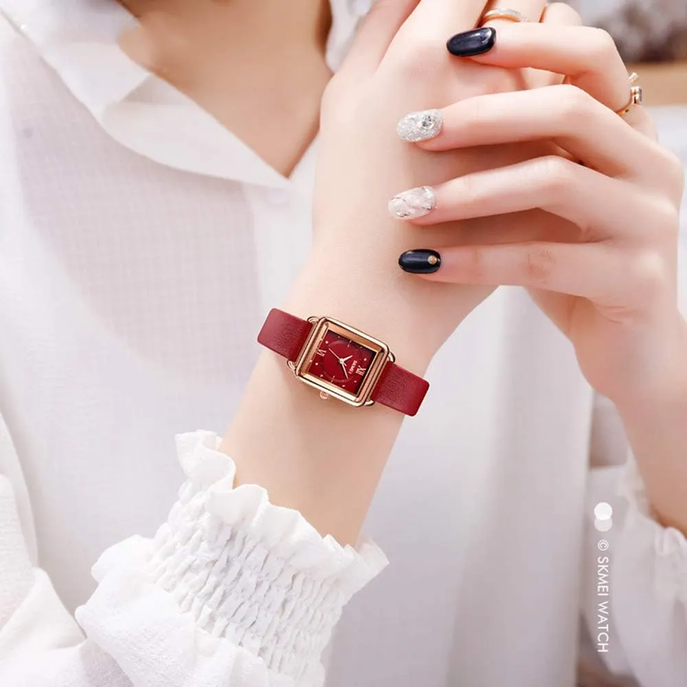 Analog Waterproof Dress unfertilized communication concurrent eligible Watches MASTOPWomen Quartz Watches Leather Strap Rectangle Business 