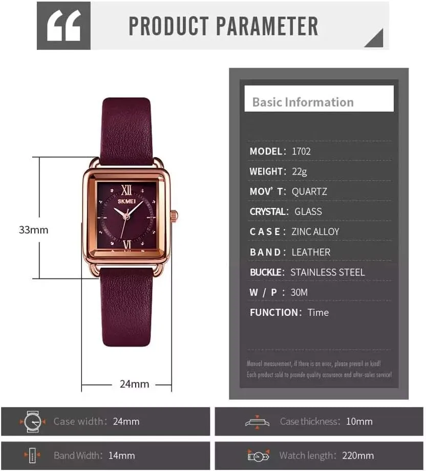 Analog Waterproof Dress unfertilized communication concurrent eligible Watches MASTOPWomen Quartz Watches Leather Strap Rectangle Business 