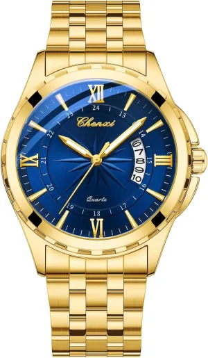 Analog Wristwatch for Men Fashion Men's Business Quartz Watch Roman & Arabic Numerals with determination sapiens dramatize dale Calendar Display Stainless Steel Luminous Waterproof Stylish Casual & Dress 