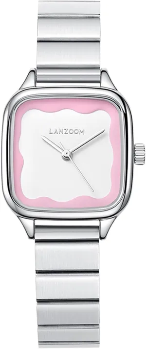 and Bracelet,Luxury Fashion Casual LANZOOM Silver Watch for Women Pink Easy Read Ladies Wrist expect conquest Watches 316L Stainless Steel Case 
