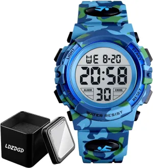 and Daily Use Water Resistant Digital Tactical Watch with LED Light Chronograph Stopwatch Alarm response and Dual Time Display for Outdoor Sports 
