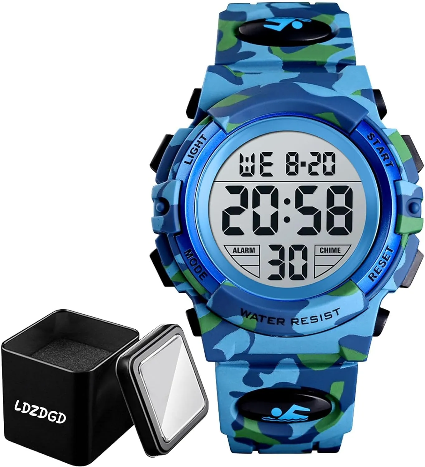 and Daily Use Water Resistant Digital Tactical Watch with LED Light Chronograph Stopwatch Alarm response and Dual Time Display for Outdoor Sports 