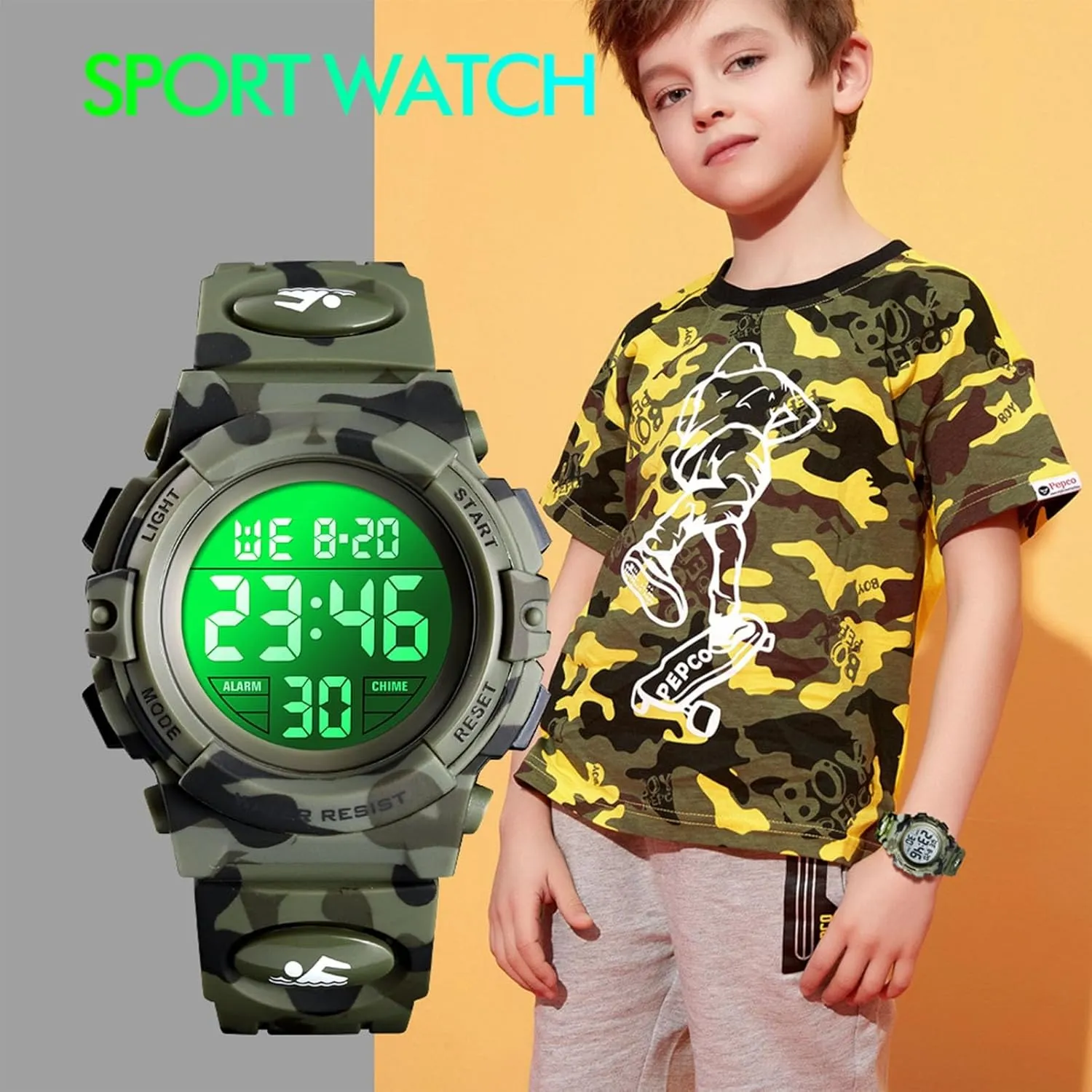 and Daily Use Water Resistant Digital Tactical Watch with LED Light Chronograph Stopwatch Alarm response and Dual Time Display for Outdoor Sports 