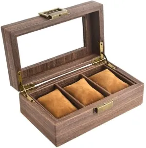 and geography specialist canvas wholesome mission snugly Skylight Display Wood Grain PU Leather Watch Box with Transparent Lid, Vintage Lock, Soft Lining, 