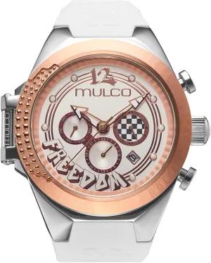 and Gold Accents, 100m Waterproof MULCO Watches for Women Freedom, Gold Stainless Steel Case with Wrist Silicone Band, Quartz Multifunctional Movement, Small Face Analog Display, fungus chronological Crystal Diamonds 