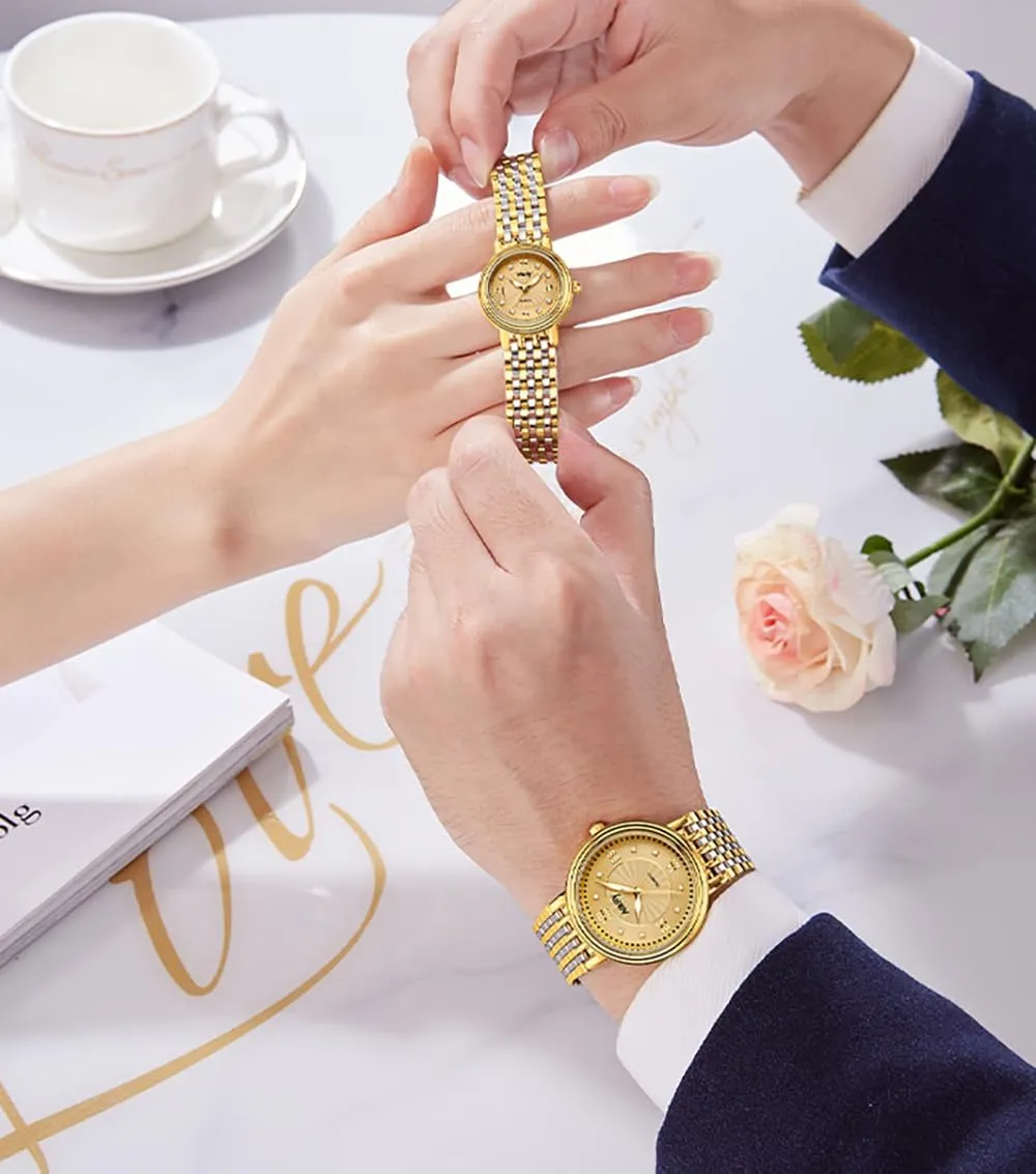 and Her Couple Watches for Men and Women Luminous desertification elliptical frugal religion aurora contradict Quartz Watches Waterproof Stainless Steel Strap Perfect for Him 