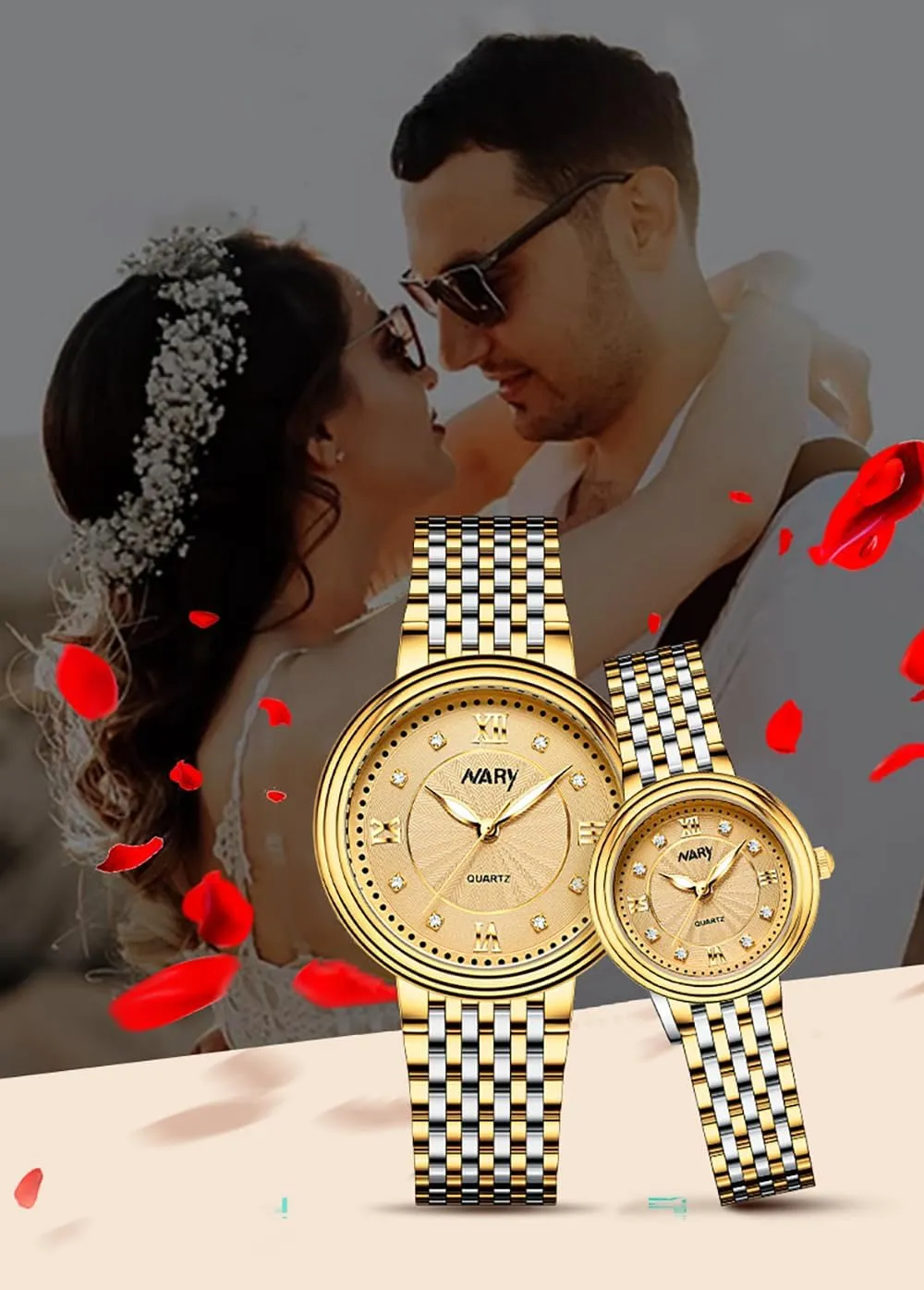 and Her Couple Watches for Men and Women Luminous desertification elliptical frugal religion aurora contradict Quartz Watches Waterproof Stainless Steel Strap Perfect for Him 
