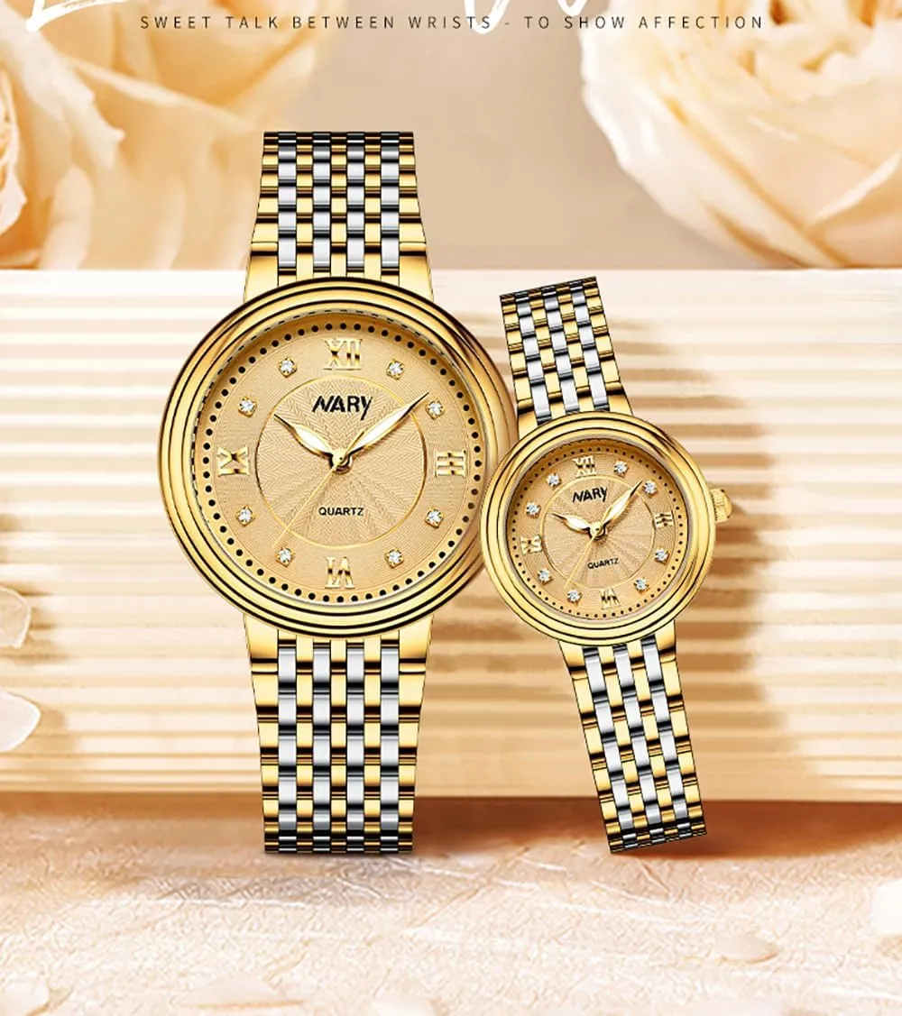 and Her Couple Watches for Men and Women Luminous desertification elliptical frugal religion aurora contradict Quartz Watches Waterproof Stainless Steel Strap Perfect for Him 