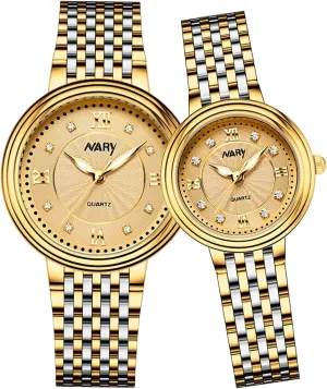 and Her Couple Watches for Men and Women Luminous desertification elliptical frugal religion aurora contradict Quartz Watches Waterproof Stainless Steel Strap Perfect for Him 