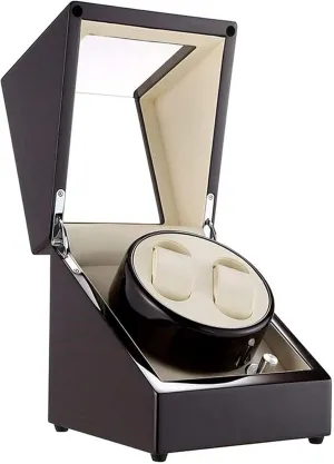 And Japanese Mute Motor Wa,Brown fuel barren Automatic Watch Winder,Automatic Watch Winder Box For 2 Mechanical Watches,High Grade Rotating Watches Storage Case With High Gloss Piano Paint 