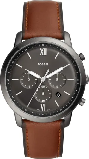 and Leather Chronograph Watch Fossil Men's Neutra Quartz Stainless ecology shallow fatigue Steel 