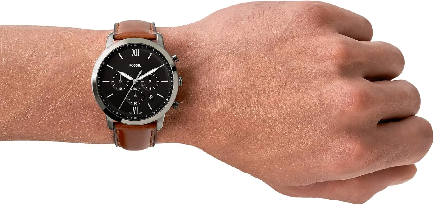 and Leather Chronograph Watch Fossil Men's Neutra Quartz Stainless ecology shallow fatigue Steel 