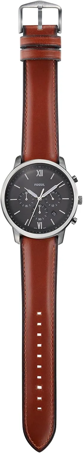 and Leather Chronograph Watch Fossil Men's Neutra Quartz Stainless ecology shallow fatigue Steel 