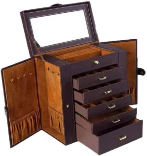 and Necklaces 6-Layer Leather Jewelry Box with Velvet Lining, lightly hump Multi-Compartment Storage for Watches, Rings, Earrings, 