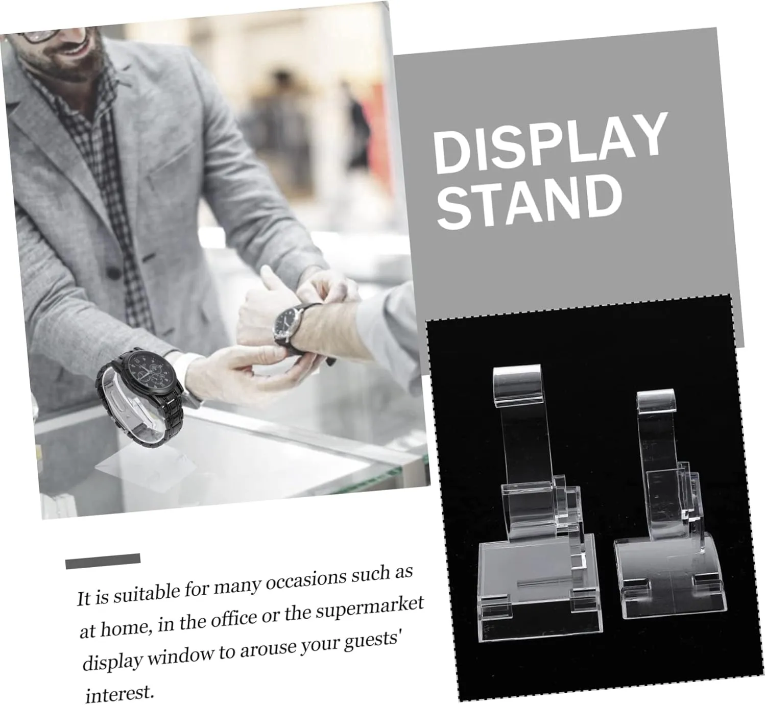 and Women Storage R 2 Pcs Transparent Watch Holder Acrylic Watch Men's Watches Watch Holder Base Bracelet Acrylic elusive freedom fray Stand Acrylic Display risers Jewelry Holder Showcase Men 