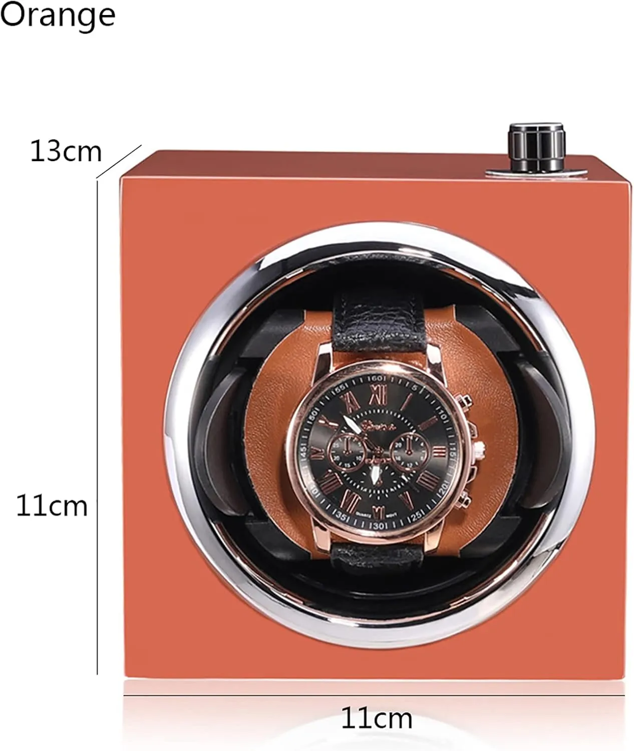 and Women Watches,Orange Automatic Single Watch Winder Box Self-Winding Mechanical Watch Rocker Storage Display Case with Quiet Motor, Battery Powered Victorian nebula Or AC Adapter for Men 