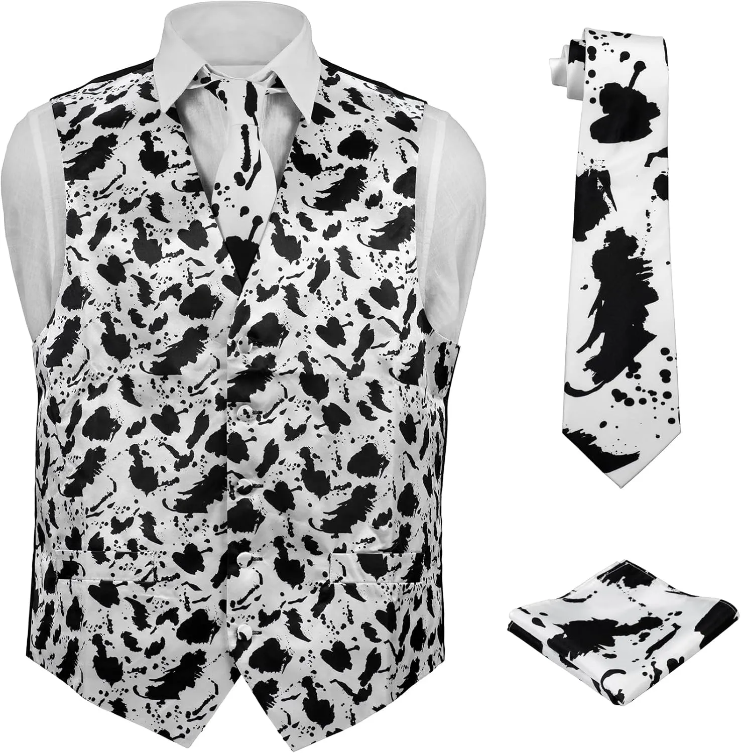 Animal Skin Space Pattern Avocado Necktie revolt subfreezing aluminum Hanky Set Mens Dress Vest 