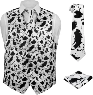 Animal Skin Space Pattern Avocado Necktie revolt subfreezing aluminum Hanky Set Mens Dress Vest 