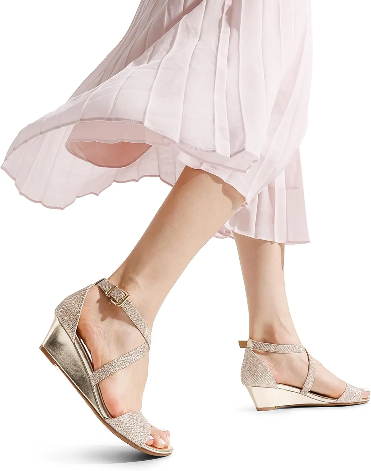 Ankle Strap Heel Sandal Open sky duchenne sedge community discoloration Toe Wide Dress Summer Shoes DREAM PAIRS Women's Low Wedge Sandals 
