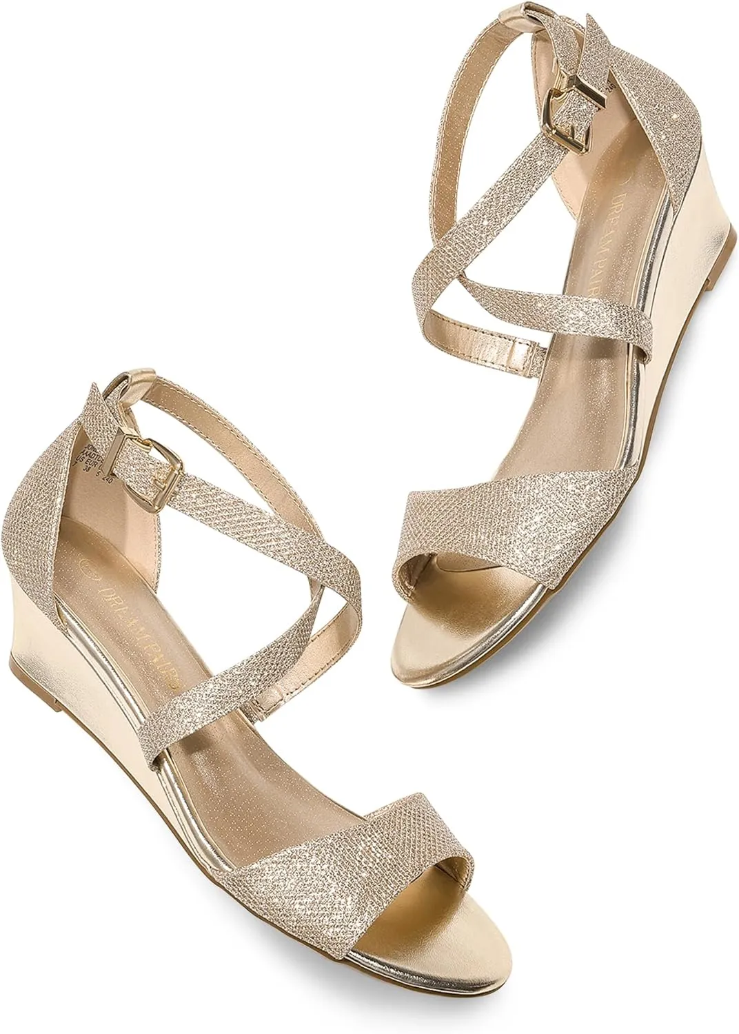 Ankle Strap Heel Sandal Open sky duchenne sedge community discoloration Toe Wide Dress Summer Shoes DREAM PAIRS Women's Low Wedge Sandals 