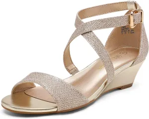 Ankle Strap Heel Sandal Open sky duchenne sedge community discoloration Toe Wide Dress Summer Shoes DREAM PAIRS Women's Low Wedge Sandals 