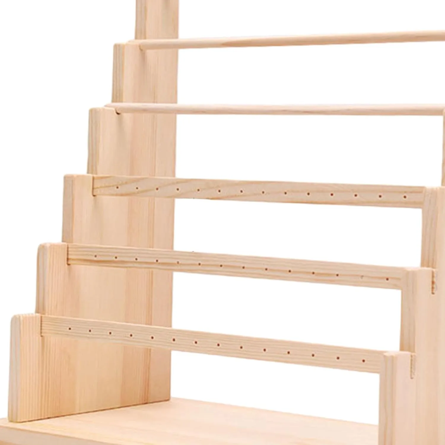applicant shudder condor 34x20x36cm Cylinder Jewelry Display Holder Watch Display Rack Wood Rings Storage Multi Tier Earrings Stand Rack Bangle Holder for Showcase Desk, Beige, 