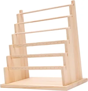 applicant shudder condor 34x20x36cm Cylinder Jewelry Display Holder Watch Display Rack Wood Rings Storage Multi Tier Earrings Stand Rack Bangle Holder for Showcase Desk, Beige, 