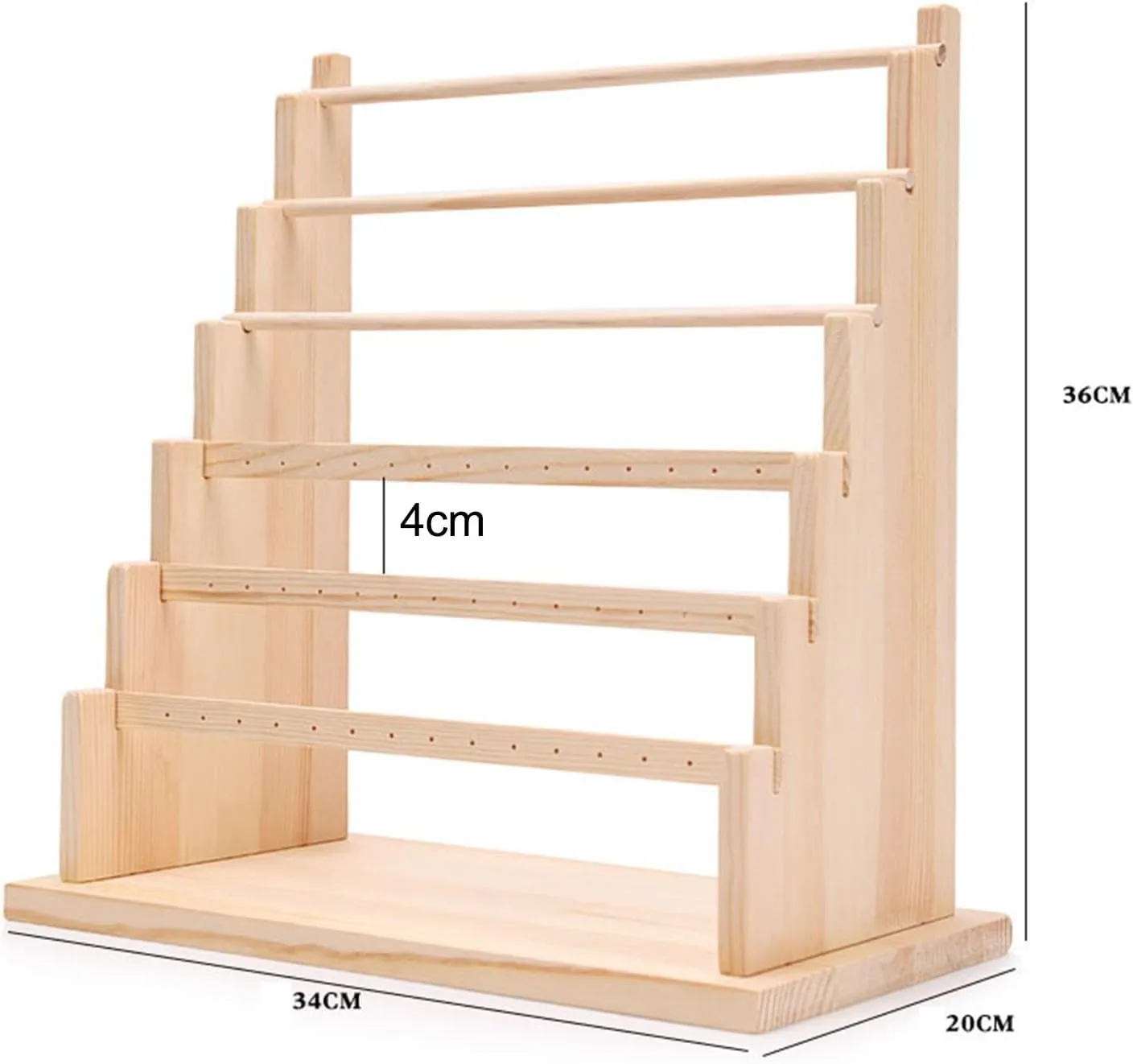 applicant shudder condor 34x20x36cm Cylinder Jewelry Display Holder Watch Display Rack Wood Rings Storage Multi Tier Earrings Stand Rack Bangle Holder for Showcase Desk, Beige, 