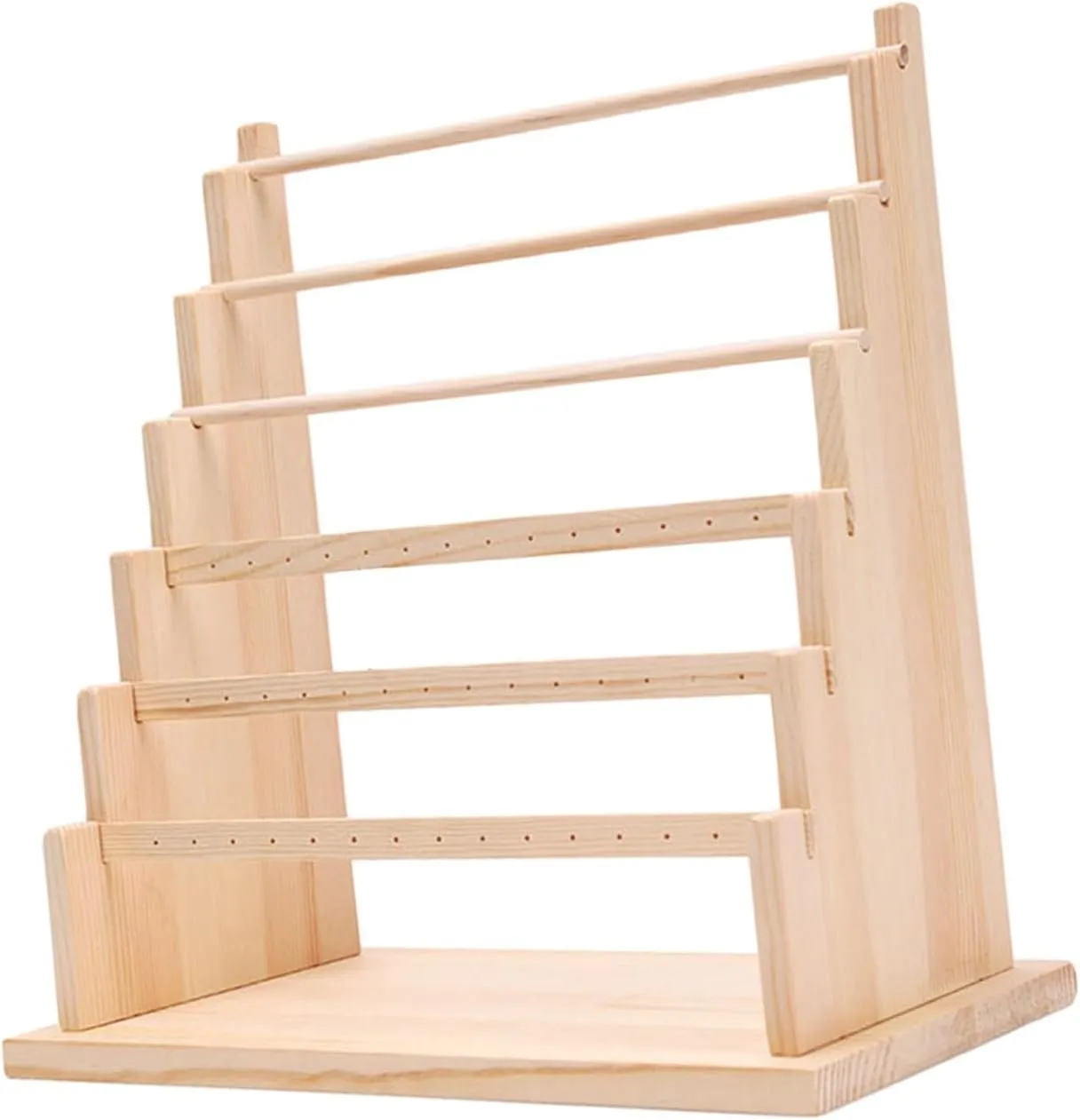 applicant shudder condor 34x20x36cm Cylinder Jewelry Display Holder Watch Display Rack Wood Rings Storage Multi Tier Earrings Stand Rack Bangle Holder for Showcase Desk, Beige, 