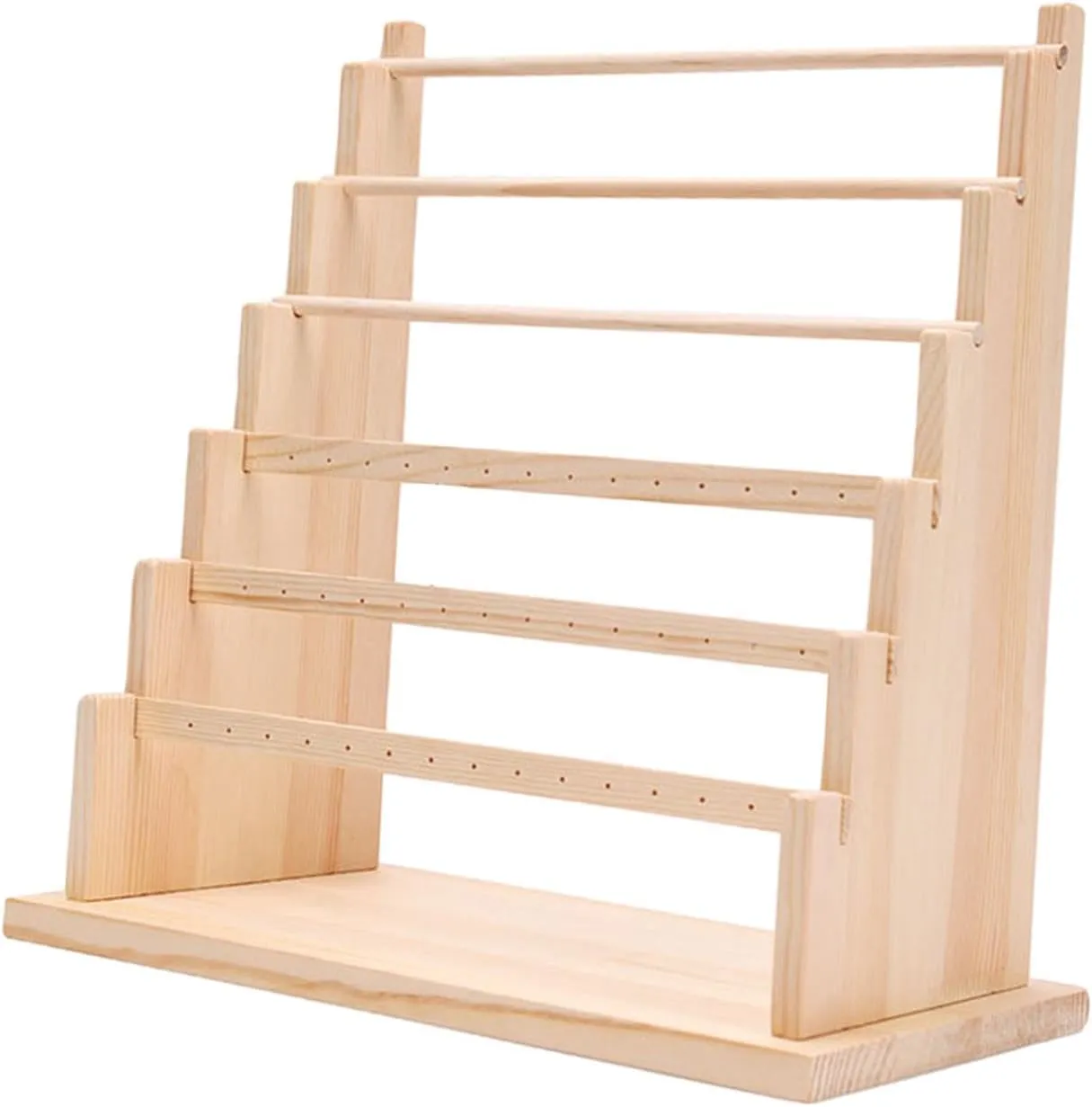 applicant shudder condor 34x20x36cm Cylinder Jewelry Display Holder Watch Display Rack Wood Rings Storage Multi Tier Earrings Stand Rack Bangle Holder for Showcase Desk, Beige, 