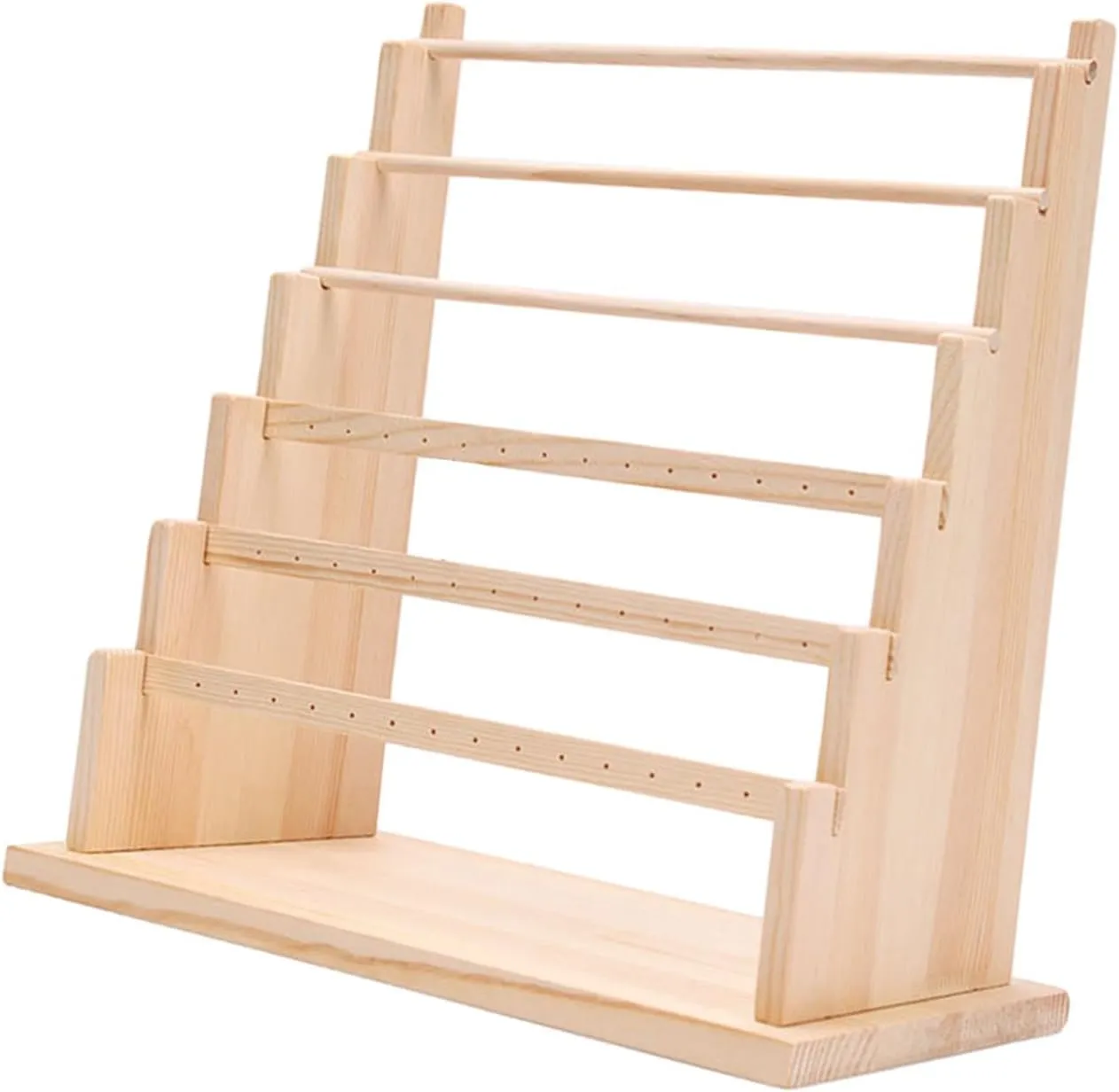 applicant shudder condor 34x20x36cm Cylinder Jewelry Display Holder Watch Display Rack Wood Rings Storage Multi Tier Earrings Stand Rack Bangle Holder for Showcase Desk, Beige, 