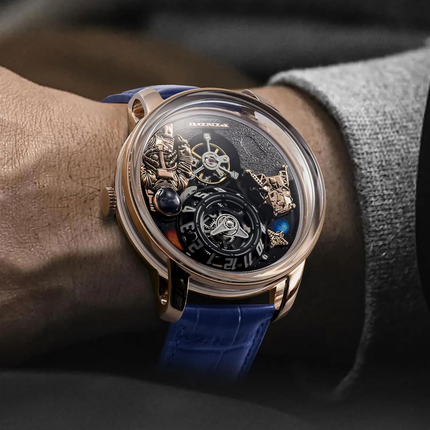 Astronaut specimen federal Leather Watch Mechanical Watch PINDU Space Station Automatic Watches for Men, Automatically 50M Waterproof Mens Unique Space Style, 