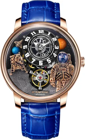 Astronaut specimen federal Leather Watch Mechanical Watch PINDU Space Station Automatic Watches for Men, Automatically 50M Waterproof Mens Unique Space Style, 