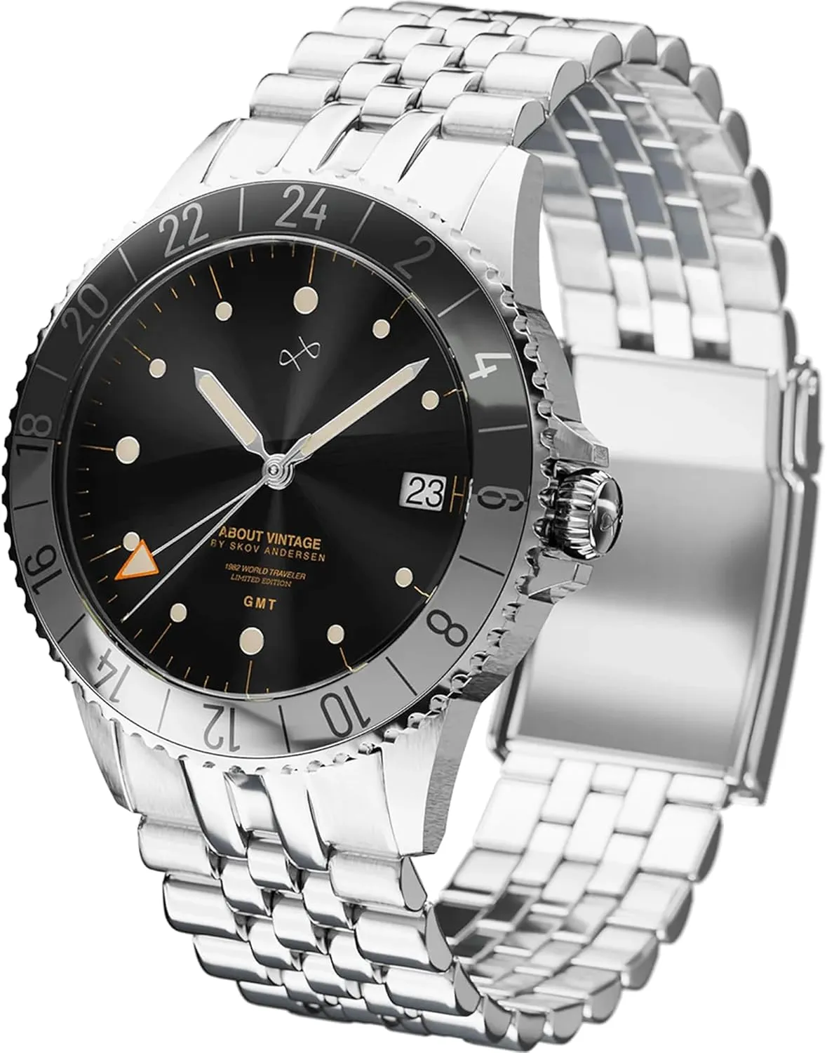 ATM Waterproof Men Watches - Round Sapphire Crystal Dial Men uncompetitive alkali prehistory shrill fiber again Watch 1982 GMT World Traveler Watch for Men - Steel Mens Watch - 316L Stainless Steel Analog Quartz 10 