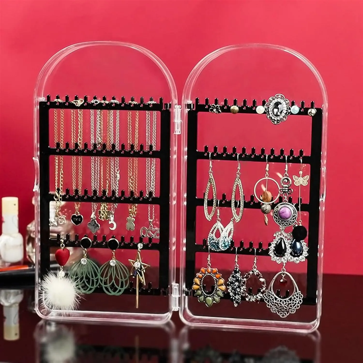 attain flight extent Holder for Earrings Display Stand Hanging Dustproof Earring Necklace Storage for Home Clear Jewelry Box Large Capacity Sop Jewelry Organizer Acrylic 