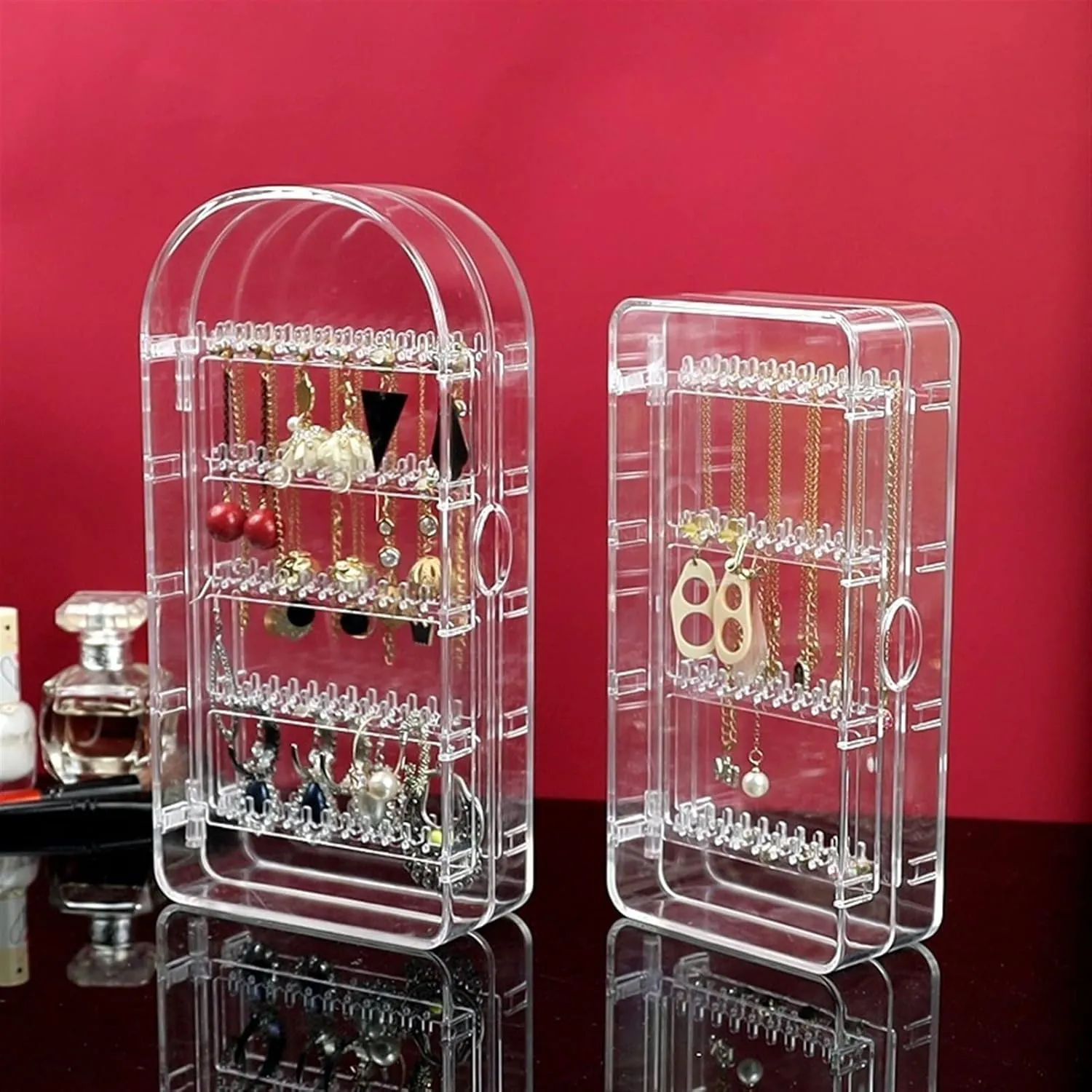 attain flight extent Holder for Earrings Display Stand Hanging Dustproof Earring Necklace Storage for Home Clear Jewelry Box Large Capacity Sop Jewelry Organizer Acrylic 