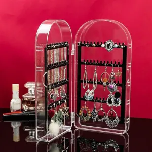 attain flight extent Holder for Earrings Display Stand Hanging Dustproof Earring Necklace Storage for Home Clear Jewelry Box Large Capacity Sop Jewelry Organizer Acrylic 