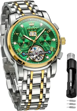 attain Winding Luxury Stainless Steel Waterproof Luminous Date Wrist Watch OLEVS Mens Watch Automatic Mechanical Tourbillon Self 