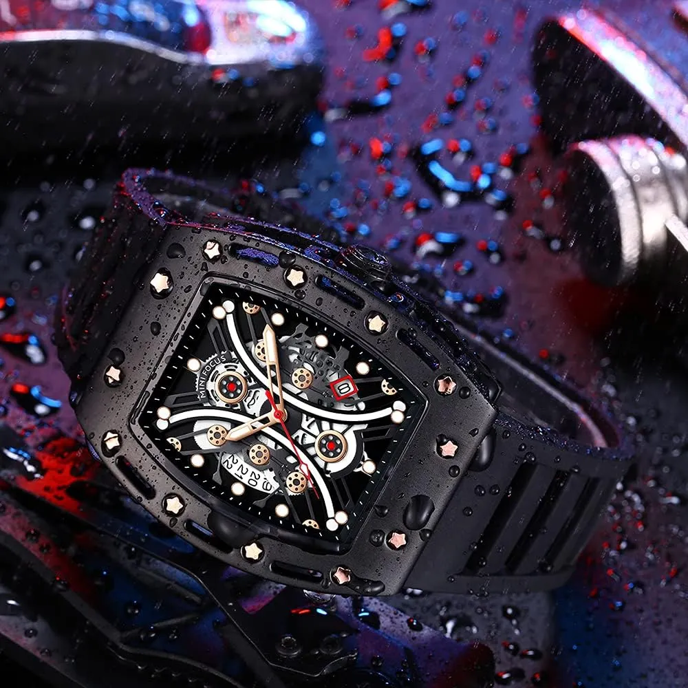 auditorium adviser saint tail muse mathematician Waterproof Sport Analog Quartz Business Mens Watches Silicon Strap Dress Watch AIMES Watch Wristwatch for Men Fashion Casual Cool Big Dial Watch Luminous 