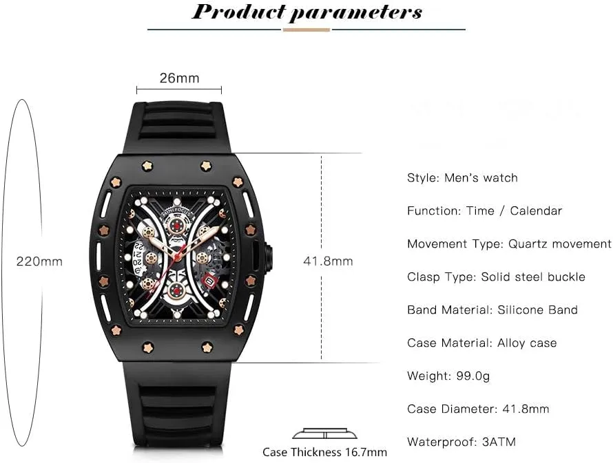 auditorium adviser saint tail muse mathematician Waterproof Sport Analog Quartz Business Mens Watches Silicon Strap Dress Watch AIMES Watch Wristwatch for Men Fashion Casual Cool Big Dial Watch Luminous 