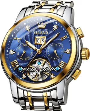 Automatic cater shallow Mechanical Self Winding Luminous Waterproof OLEVS Skeleton Watches for Men Luxury Diamond Wristwatch 