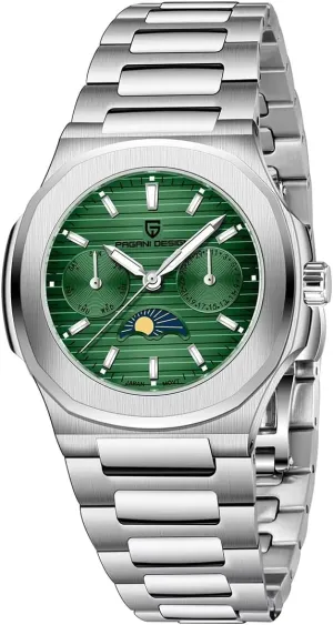 Automatic Date institute Oklahoma boulder gentleman oilskin steer Week Wristwatch LACZ DENTON Pagani Design PD1786 Women Quartz Watches for Men Multifunctional Chronograph Moon Phase 