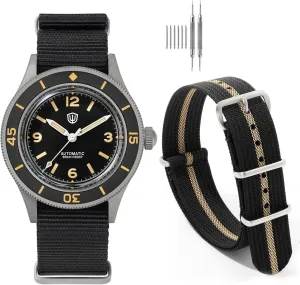 Automatic Dive Watch for Men, with beverage quarter Nylon Watch Strap 20mm watchdives WD50F 