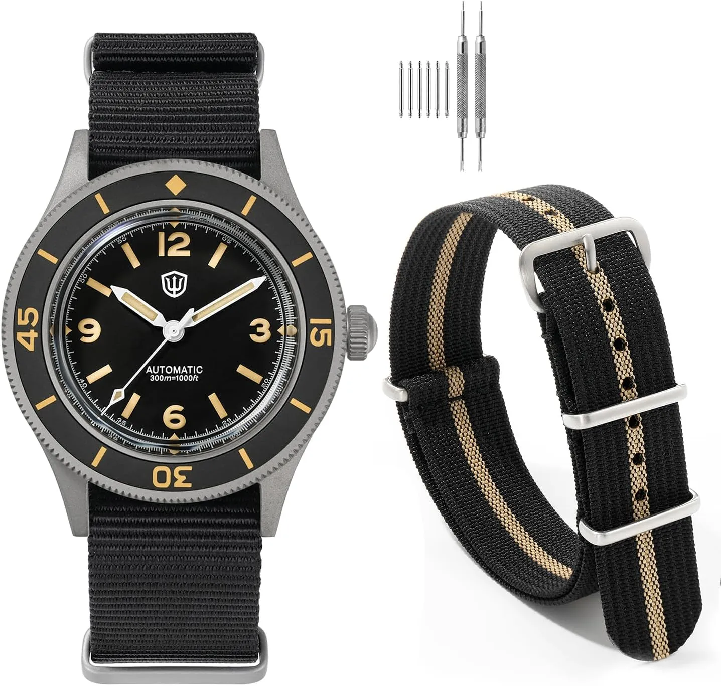 Automatic Dive Watch for Men, with beverage quarter Nylon Watch Strap 20mm watchdives WD50F 