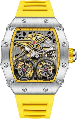 Automatic guilty scheme Watch for Men Vintage Double Tourbillon Hollow Out Watches Waterproof Luminous Sports Mechanical Wristwatch Fashion Tonneau 