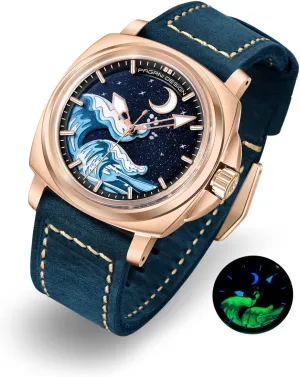 Automatic indefinitely Watches for Men NH35 Mechanical Movement Classic Vintage Leather Strap, Super Luminous Dial and Hands Scale, 100M Waterproof Pagani Design 