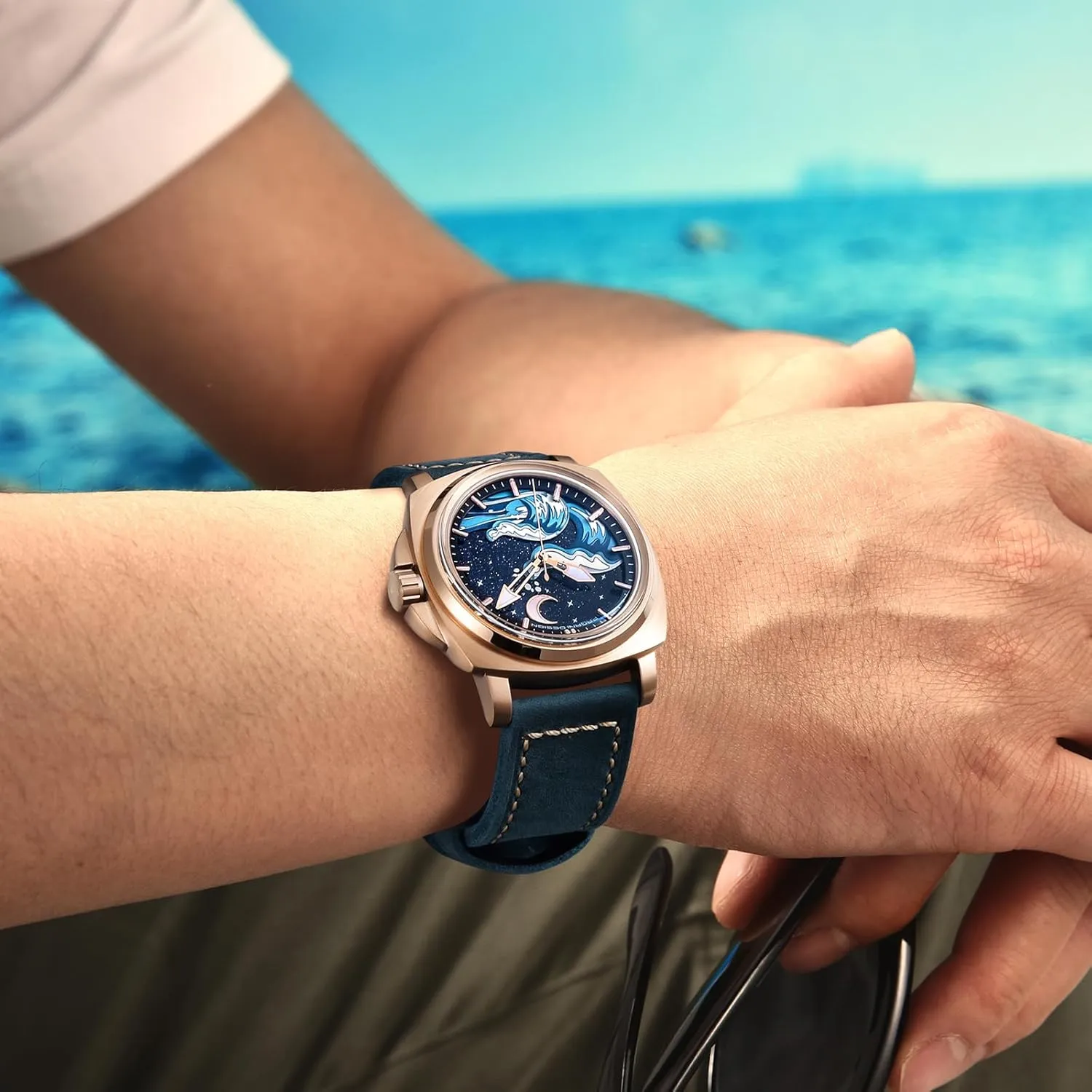 Automatic indefinitely Watches for Men NH35 Mechanical Movement Classic Vintage Leather Strap, Super Luminous Dial and Hands Scale, 100M Waterproof Pagani Design 