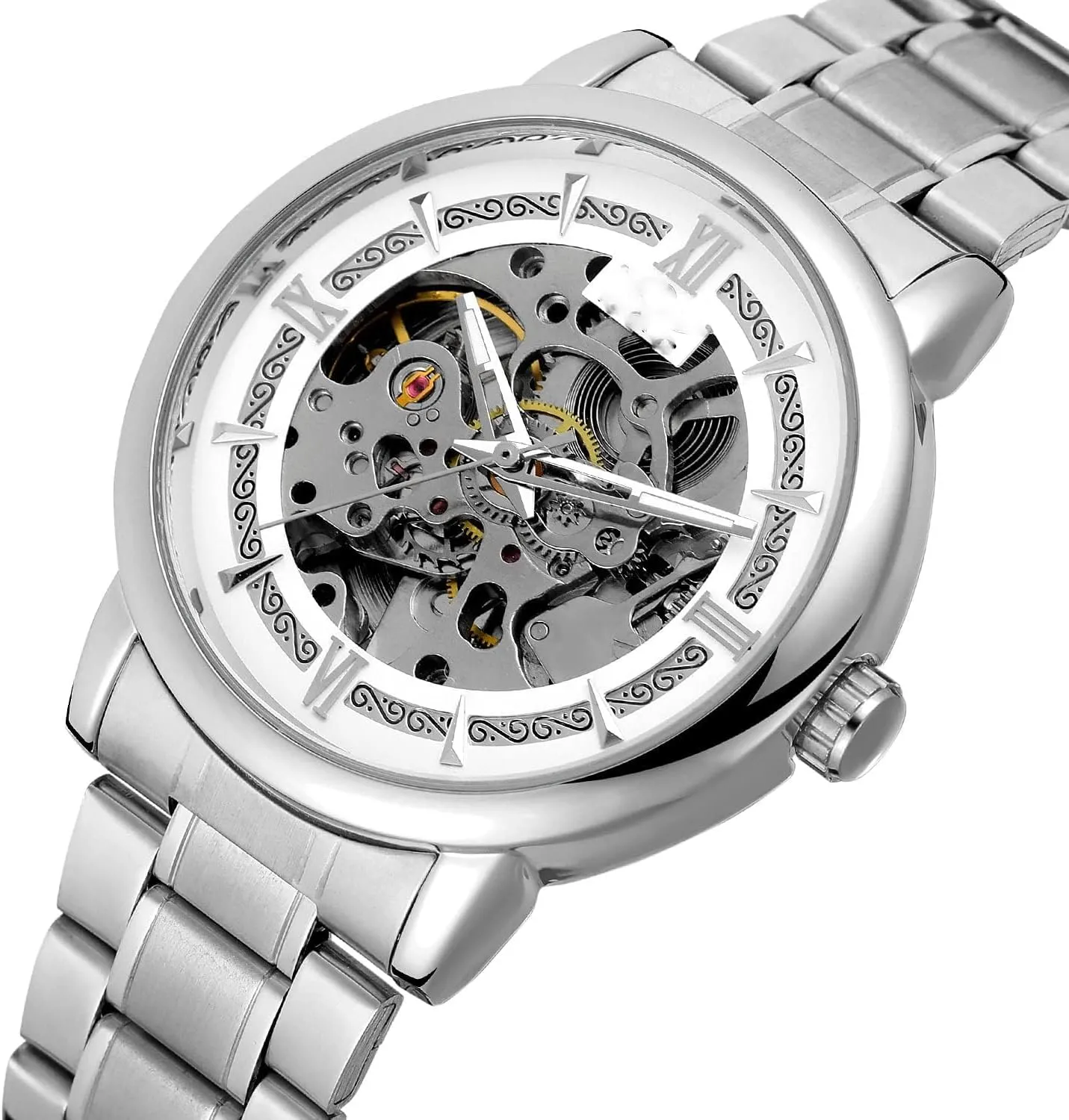 Automatic Mechanical Stainless Steel civilization Watch Waterproof Skeleton Male Dress Wrist Watches BESTKANG Luxury Men's Analog 